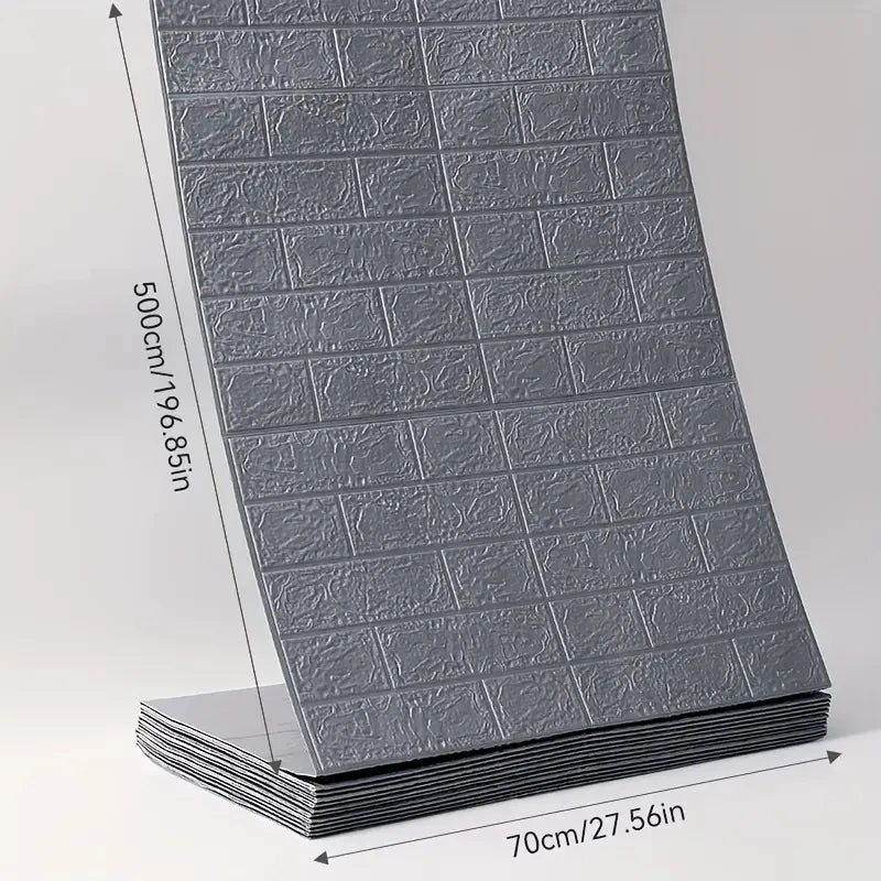 70cm*1m 3D Self-adhesive Wall Sticker Imitation Brick Bedroom Home Decor Waterproof Self-adhesive DIY Wallpaper for Living Room