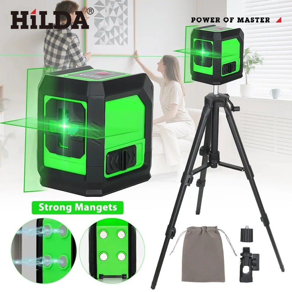 HILDA Laser Level 2-Line Green Laser Instrument With Magnet Wall Level Portable Provincial Support Cross Laser Instrument