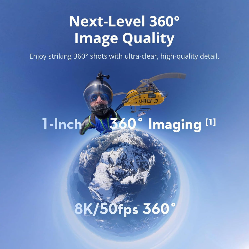 DJI Osmo 360 Standard Combo, 360 Camera With 1-Inch 360° Imaging, Native 8K 360° Video, 4K/120fps & 170° Boost Video, 120MP 360° Photo, 100-Min 8K Recording, Waterproof, Action Camera for Sports, Vlog