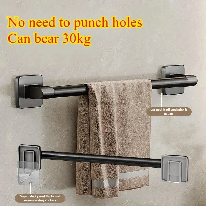 6pcsBathroom Towel Rack Towel Holder Self-adhesive Bathroom Towel Rack Hooks  Bathroom Shelf Without Drilling Towelrack Bathroom