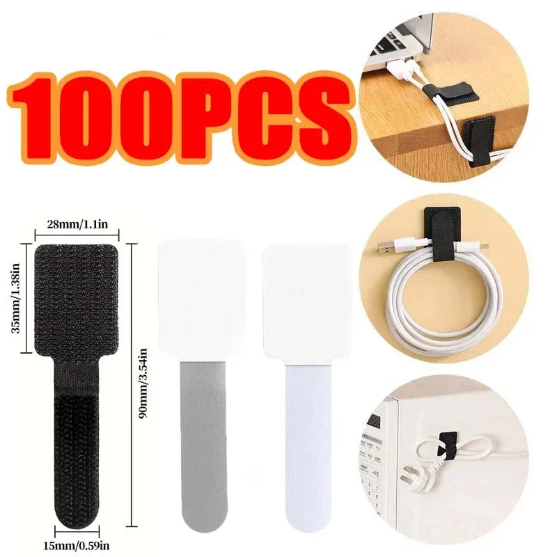 Reusable Cable Ties Fastening Wire Organizer Cord Rope Holder Self Adhesive Adjustable Cord Organizer Straps Desk Management