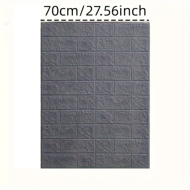 70cm*1m 3D Self-adhesive Wall Sticker Imitation Brick Bedroom Home Decor Waterproof Self-adhesive DIY Wallpaper for Living Room