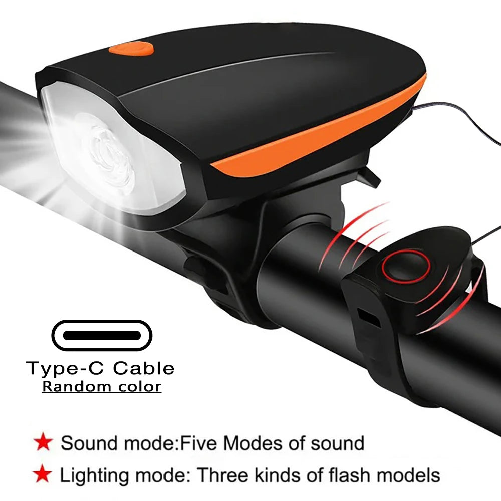 Bicycle LED Head Light with Horn Speaker 3 Modes Bicycle Front Light with remote control Rechargeable MTB Cycling Bike Bell Lamp