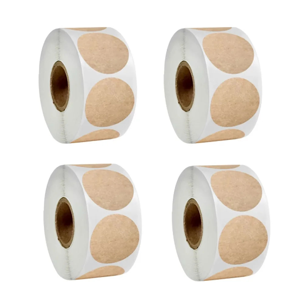 500 pcs / 1 roll ，kraft round self-adhesive label paper items classification name stickers personalized labels