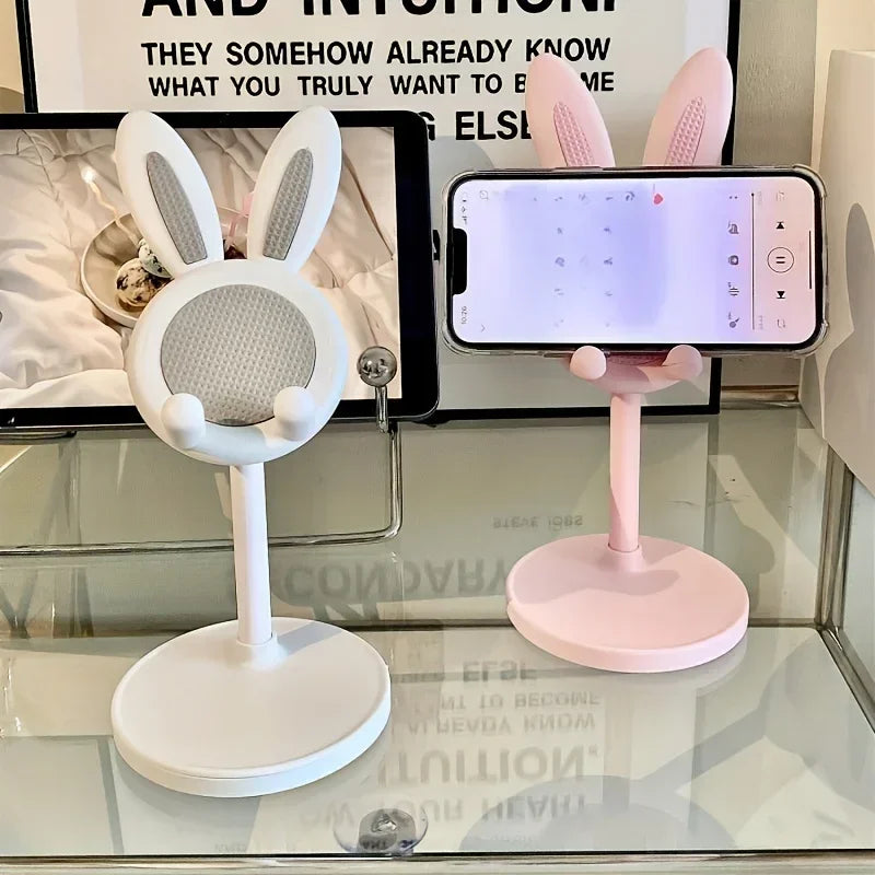 Cute Cartoon Bunny Mobile Phone Stand Desktop Adjustable Holder Can Lift and Adjust Cellphone Bracket For iPhone Samsung Xiaomi