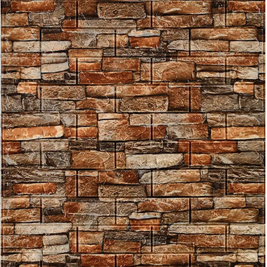 70cm*1m 3D Self-adhesive Wall Sticker Imitation Brick Bedroom Home Decor Waterproof Self-adhesive DIY Wallpaper for Living Room