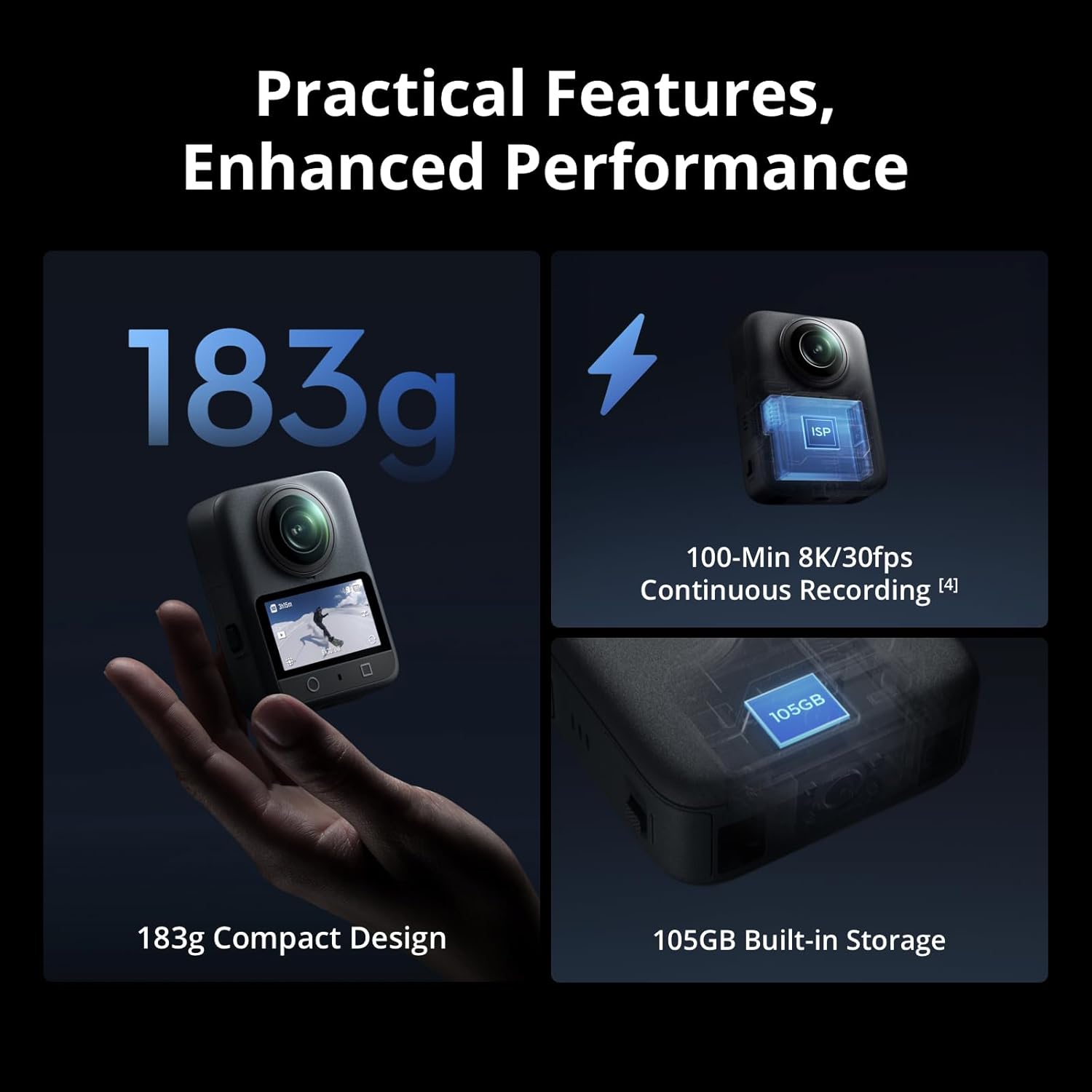 DJI Osmo 360 Standard Combo, 360 Camera With 1-Inch 360° Imaging, Native 8K 360° Video, 4K/120fps & 170° Boost Video, 120MP 360° Photo, 100-Min 8K Recording, Waterproof, Action Camera for Sports, Vlog