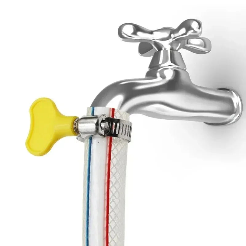 5 pcs 8-44mm Adjustable Yellow Plastic Handle Hand Twist Hose Clamps Worm Driving Stainless steel Pipe Clips For Tube