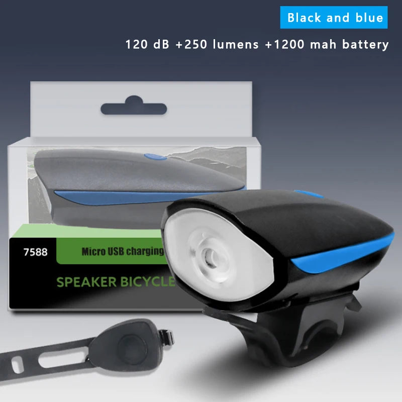 Bicycle LED Head Light with Horn Speaker 3 Modes Bicycle Front Light with remote control Rechargeable MTB Cycling Bike Bell Lamp