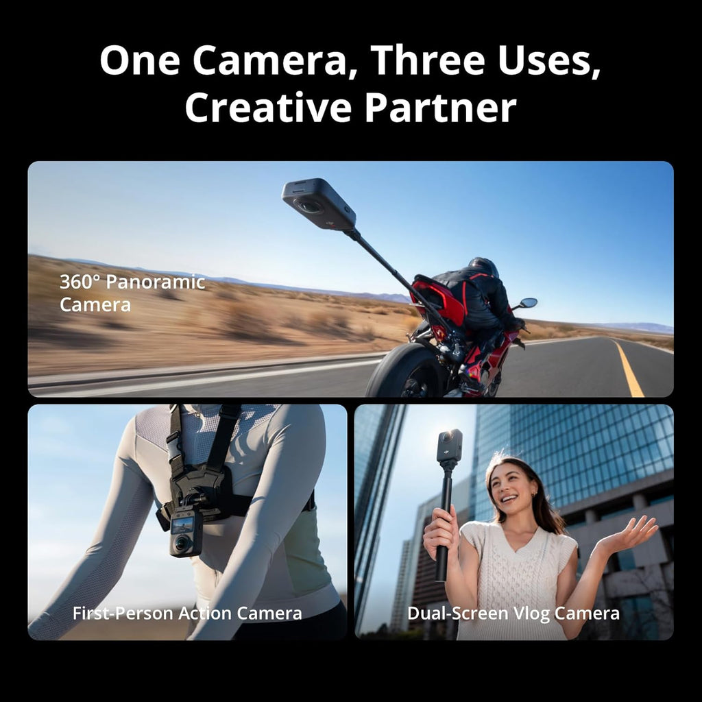 DJI Osmo 360 Standard Combo, 360 Camera With 1-Inch 360° Imaging, Native 8K 360° Video, 4K/120fps & 170° Boost Video, 120MP 360° Photo, 100-Min 8K Recording, Waterproof, Action Camera for Sports, Vlog