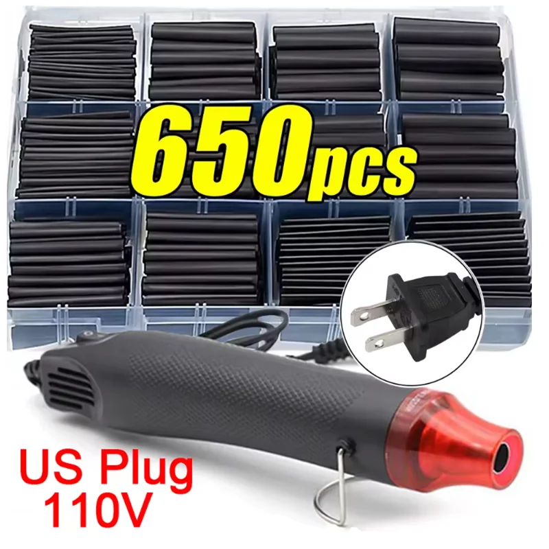 Black Heat Shrink Tube Kit Thermoresistant Tubing Shrink Wire Wrapping Electrical Connection Cable Insulation Sleeves Protecter