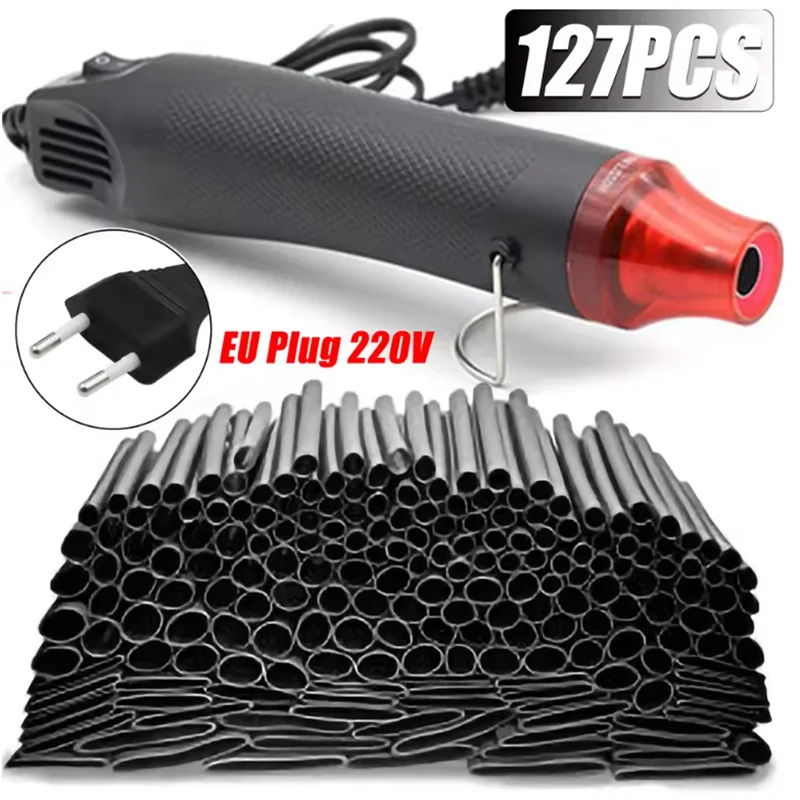 Black Heat Shrink Tube Kit Thermoresistant Tubing Shrink Wire Wrapping Electrical Connection Cable Insulation Sleeves Protecter