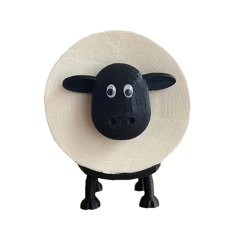1/3PCS Funny Sheep Toilet Paper Holder 3D Printed Black Loo Roll Stand - Free Standing Bathroom Decor Humorous Gift for Home