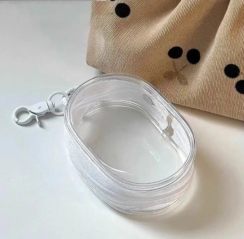 Earphone Case Colorful Transparent Protector 1/2Pcs Box Plush Dolls Outdoor Display Organizer Bag With Keychain Doll Accessories