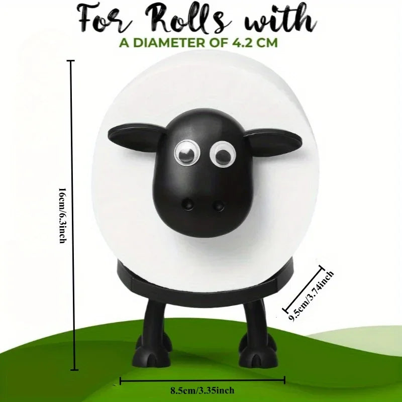 1/3PCS Funny Sheep Toilet Paper Holder 3D Printed Black Loo Roll Stand - Free Standing Bathroom Decor Humorous Gift for Home
