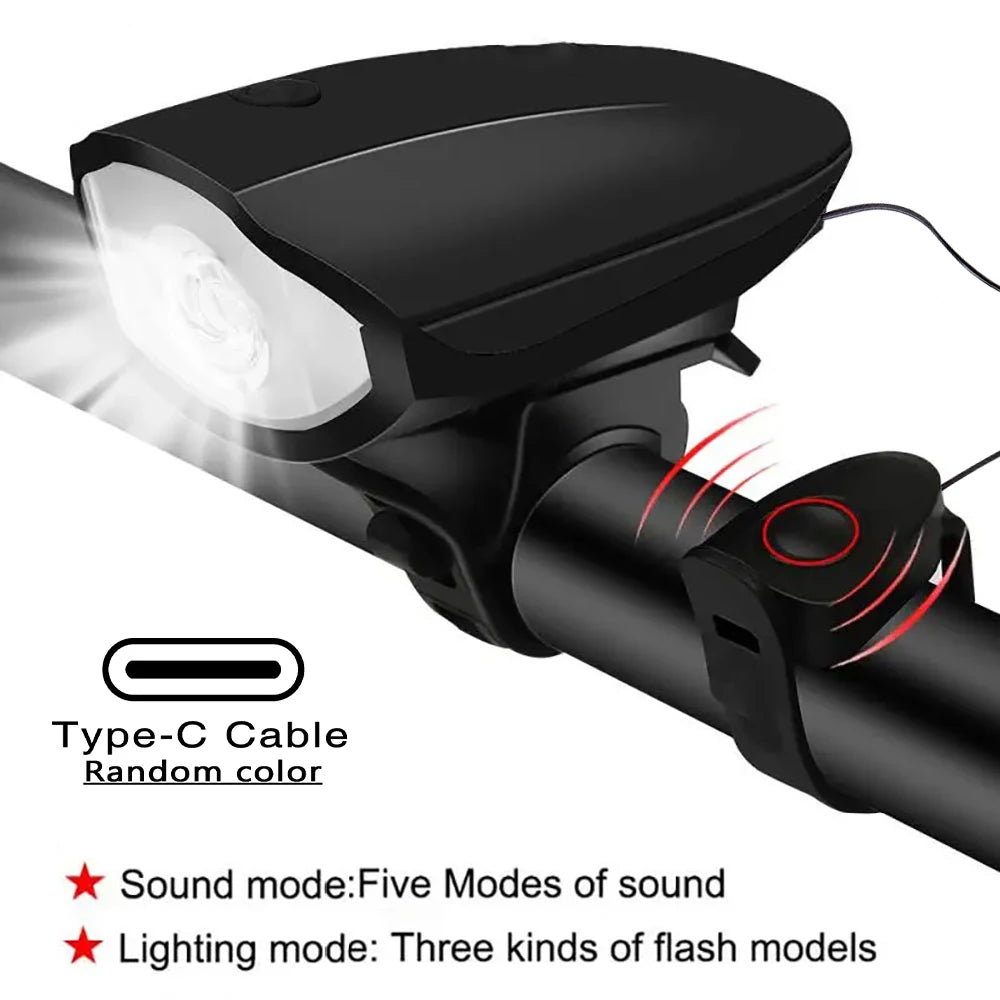 Bicycle LED Head Light with Horn Speaker 3 Modes Bicycle Front Light with remote control Rechargeable MTB Cycling Bike Bell Lamp