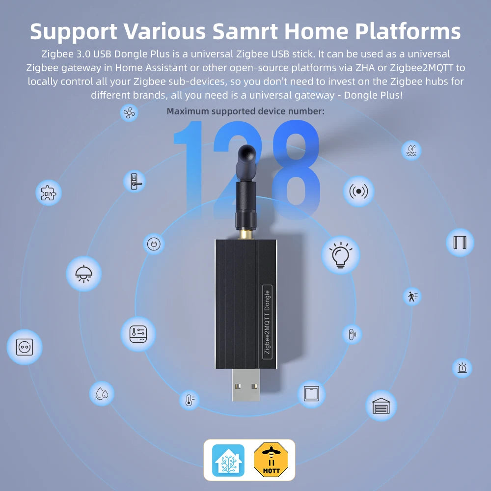 AVATTO Zigbee 3.0 USB Dongle Plus Universal Zigbee Wireless Gateway Hub Support Home Assistant Zigbee2MQTT，Raspbian Ubuntu Macos