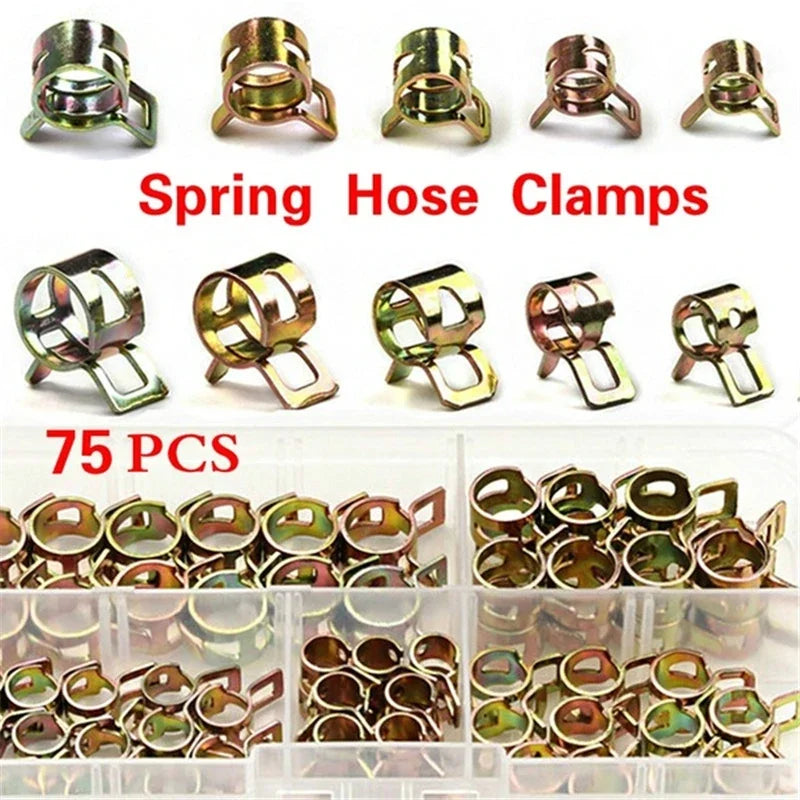75Pcs 6mm/7mm/8mm/9mm/10mm For Choose Fuel Spring Clip Vacuum Silicon Hose Clamp Autos Spring Clip Fuel Oil Water Tube Clamp