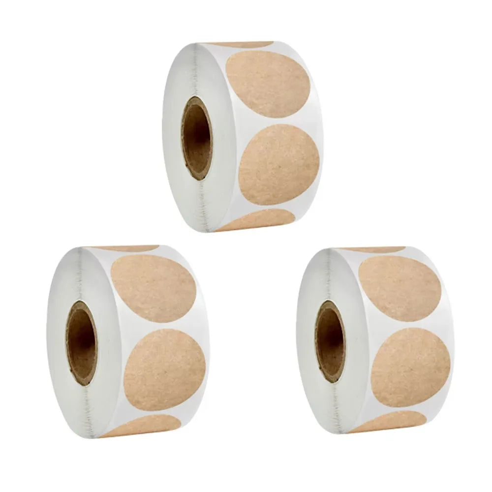 500 pcs / 1 roll ，kraft round self-adhesive label paper items classification name stickers personalized labels