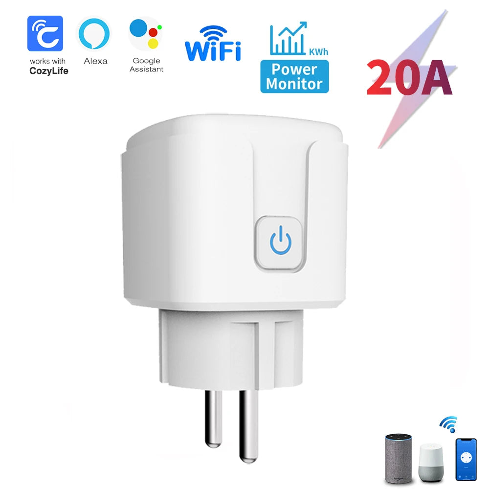 Tuya Smart Socket EU16A/20A Wifi Smart Plug With Power Monitoring Smart Life APP Remote Control Support Google Assistant Alexa